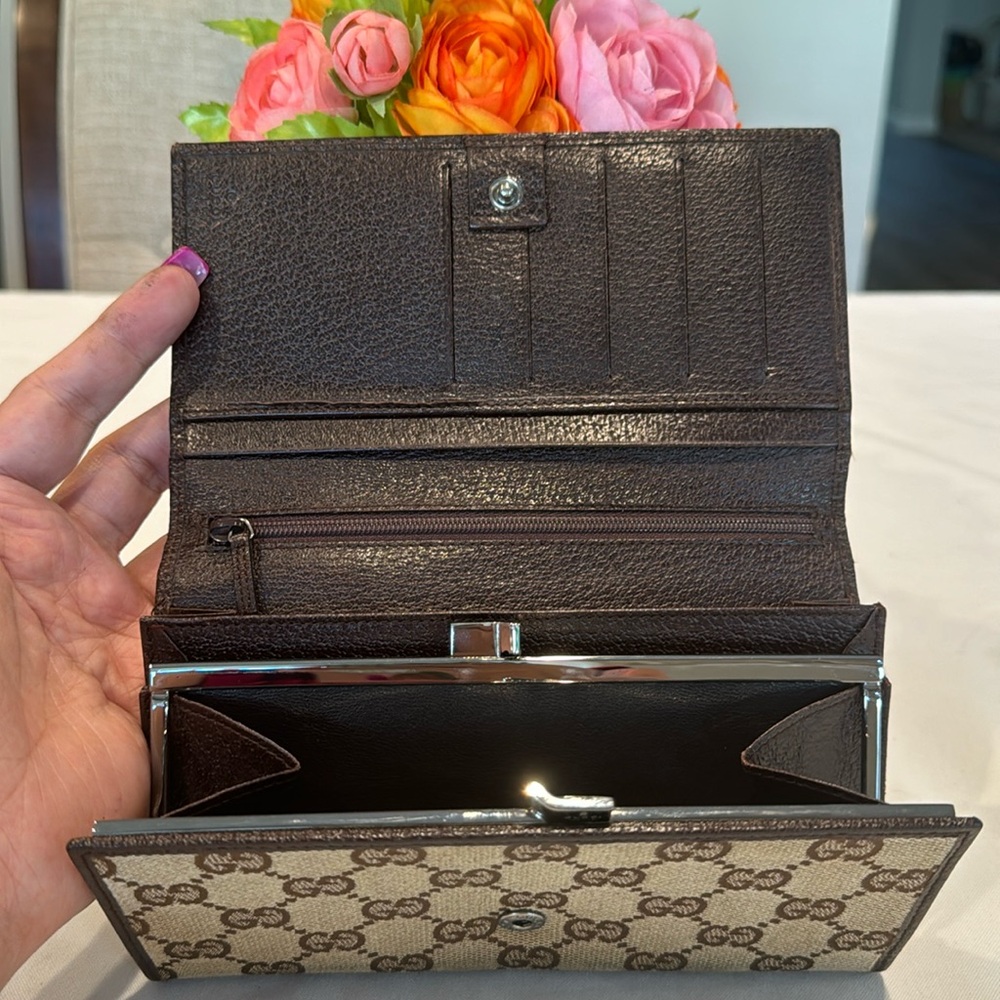 Gucci Brown Monogram Continental Wallet